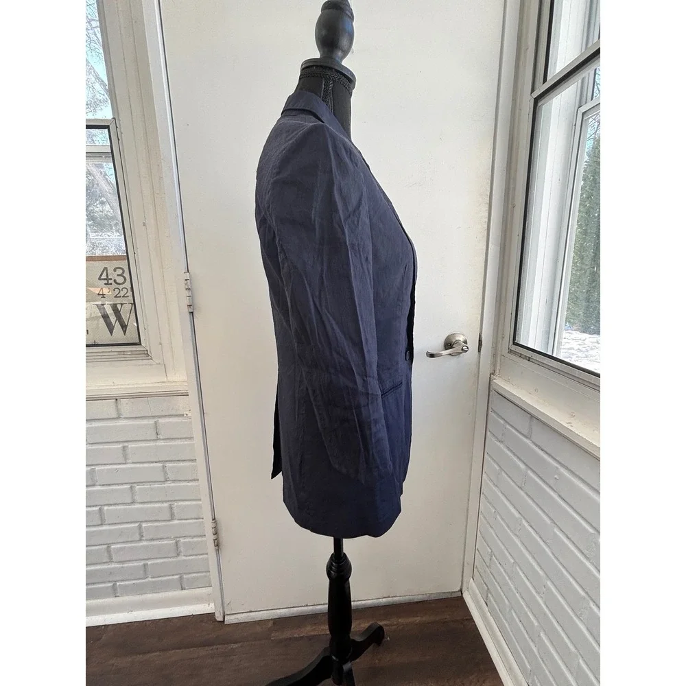 Theory Grinson Navy Linen Blend Blazer‎ 4 structured minimalist layered classic